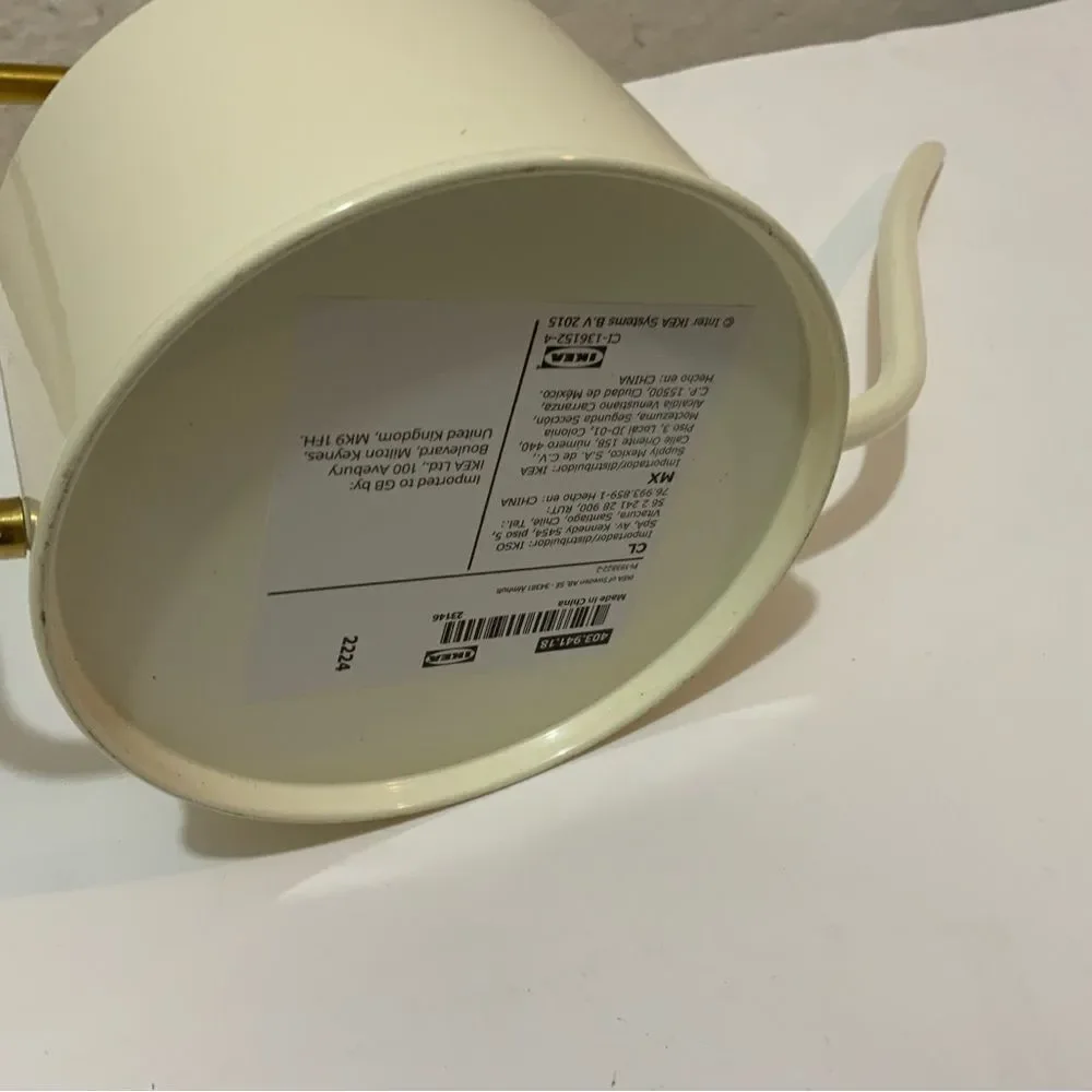 New IKEA VATTENKRASSE Watering Can Ivory/gold 30 oz 403.941.18